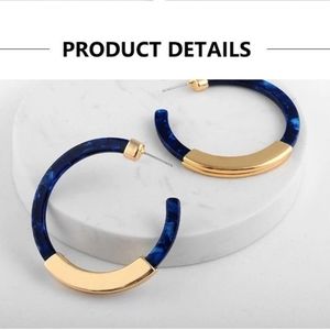 Blue Acrylic Hoop Earrings 50mm only 1 pair